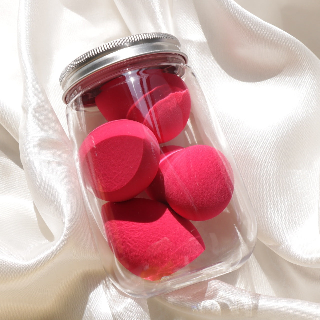 Rosavie Canned Powder Puff Beauty Sponge Set – Soft Makeup Blender Egg Box Rose red