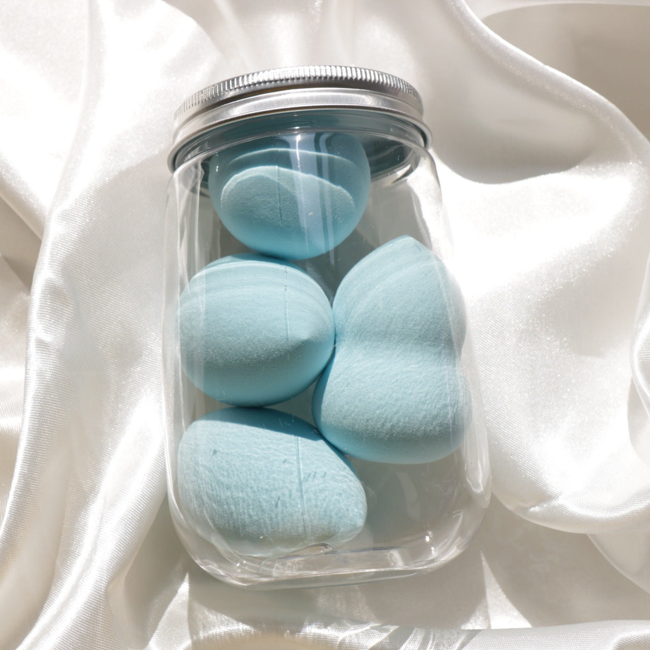 Rosavie Canned Powder Puff Beauty Sponge Set – Soft Makeup Blender Egg Box Sky Blue