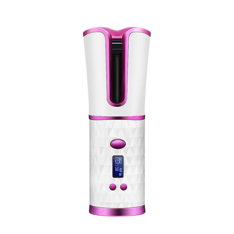 Rosavie Cordless Automatic Hair Curler – Wireless Rotating Curling Iron (USB Rechargeable) White