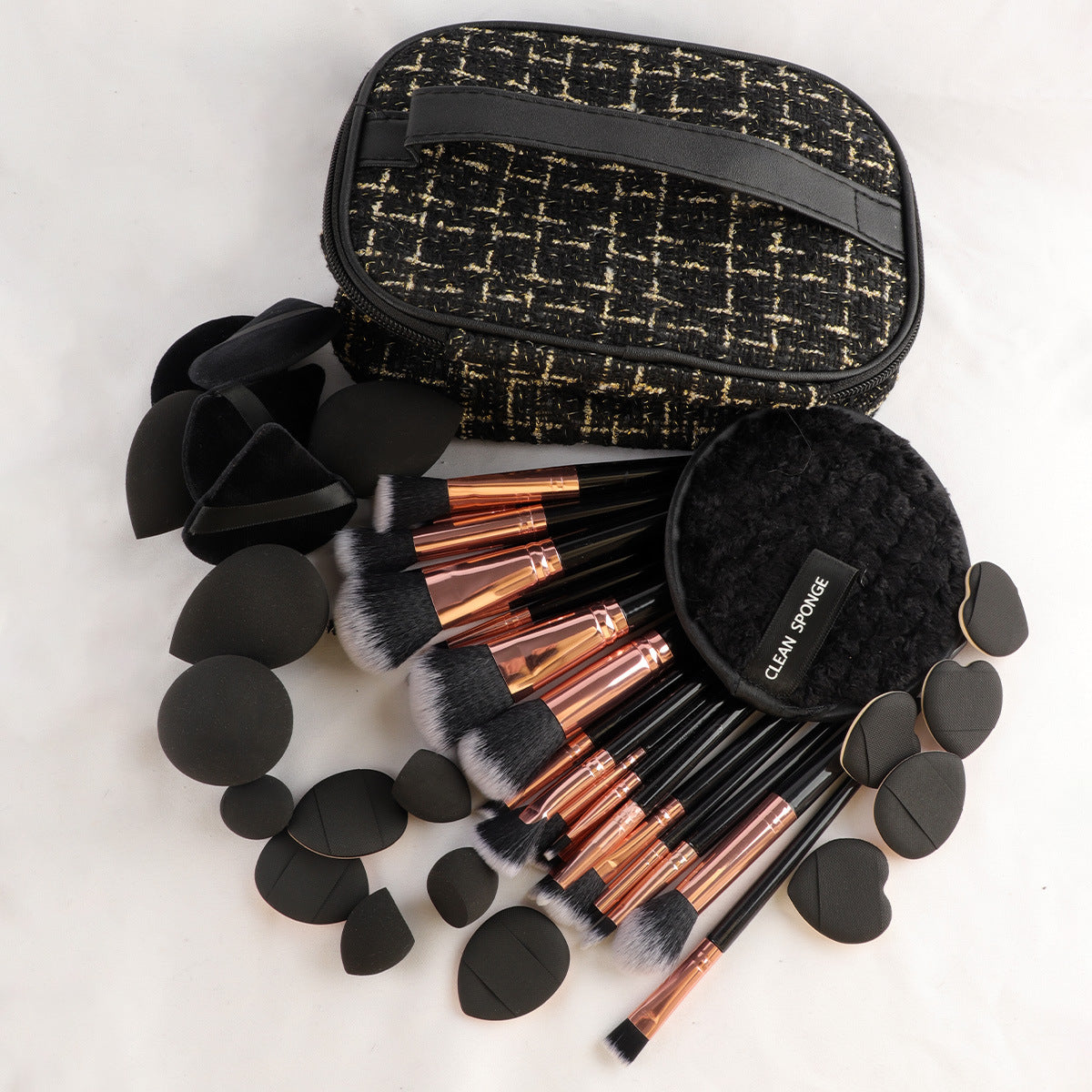 Rosavie 47-Piece Professional Makeup Brush & Beauty Tools Set with Cosmetic Bag