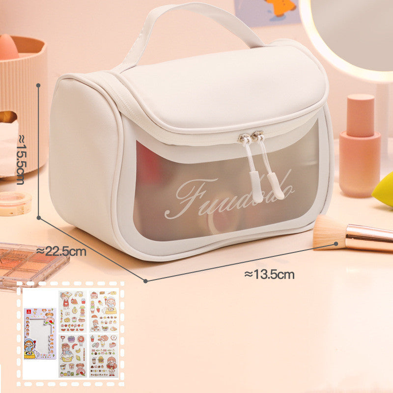 Rosavie Waterproof Cosmetic Storage Bag – Multi-Function Travel Makeup Organizer, Large Capacity, Portable & Durable White