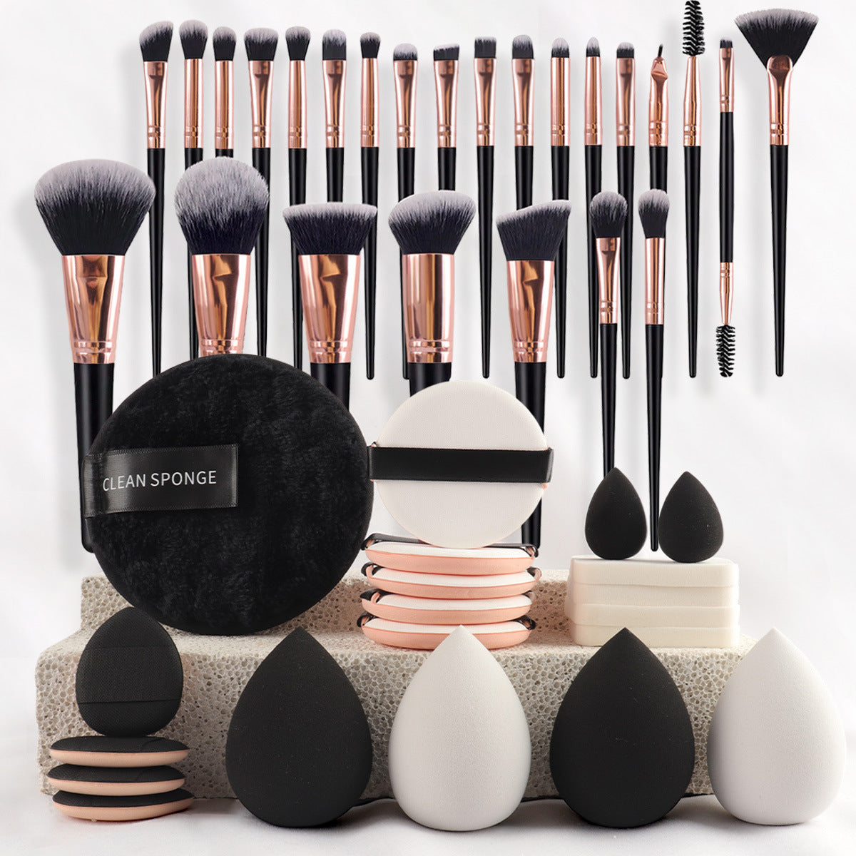 Rosavie 47-Piece Professional Makeup Brush & Beauty Tools Set with Cosmetic Bag