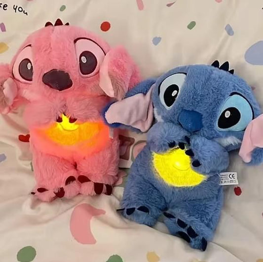 Breathing Stitch Soft Toy with Music & Light – 30cm Blue Plush Teddy for Kids & Babies