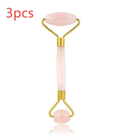 Buy Luxury Jade Roller & Gua Sha Facial Massage Set – Pink / Green / Gift Box Options Pink 3pcs C | Beauty Device / Skincare Device – Best Online by Rosavie