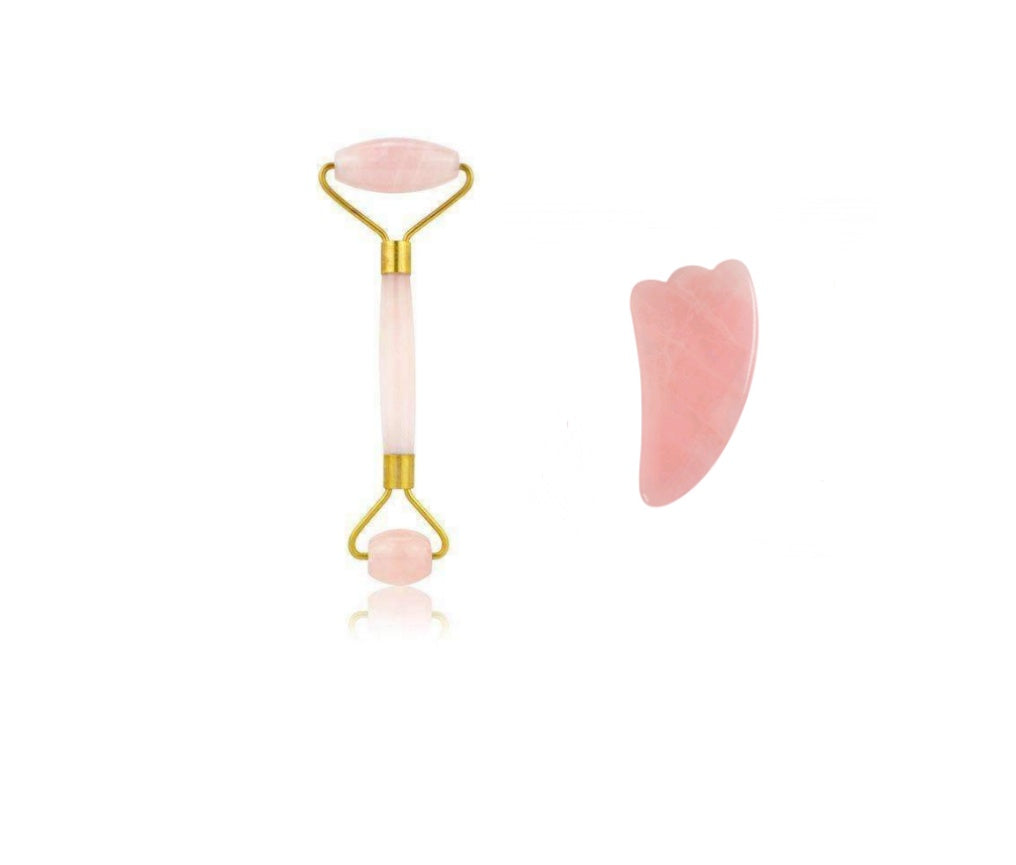 Buy Luxury Jade Roller & Gua Sha Facial Massage Set – Pink / Green / Gift Box Options Pink C and D | Beauty Device / Skincare Device – Best Online by Rosavie