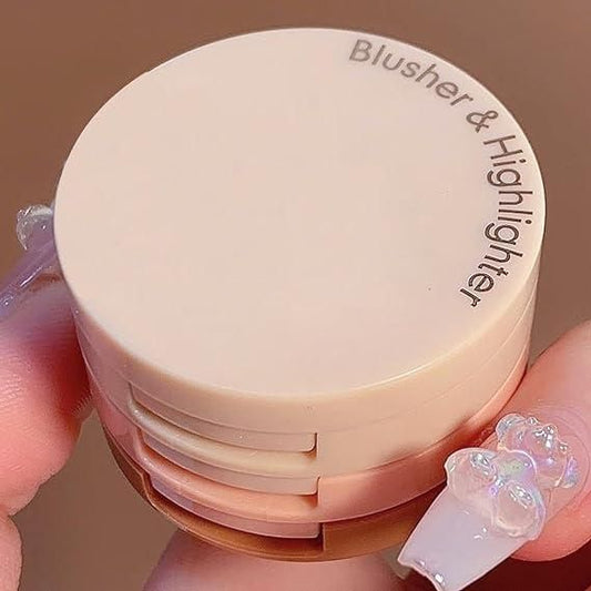3-in-1 Face Blusher + Highlighter | Mini Travel-Friendly Palette