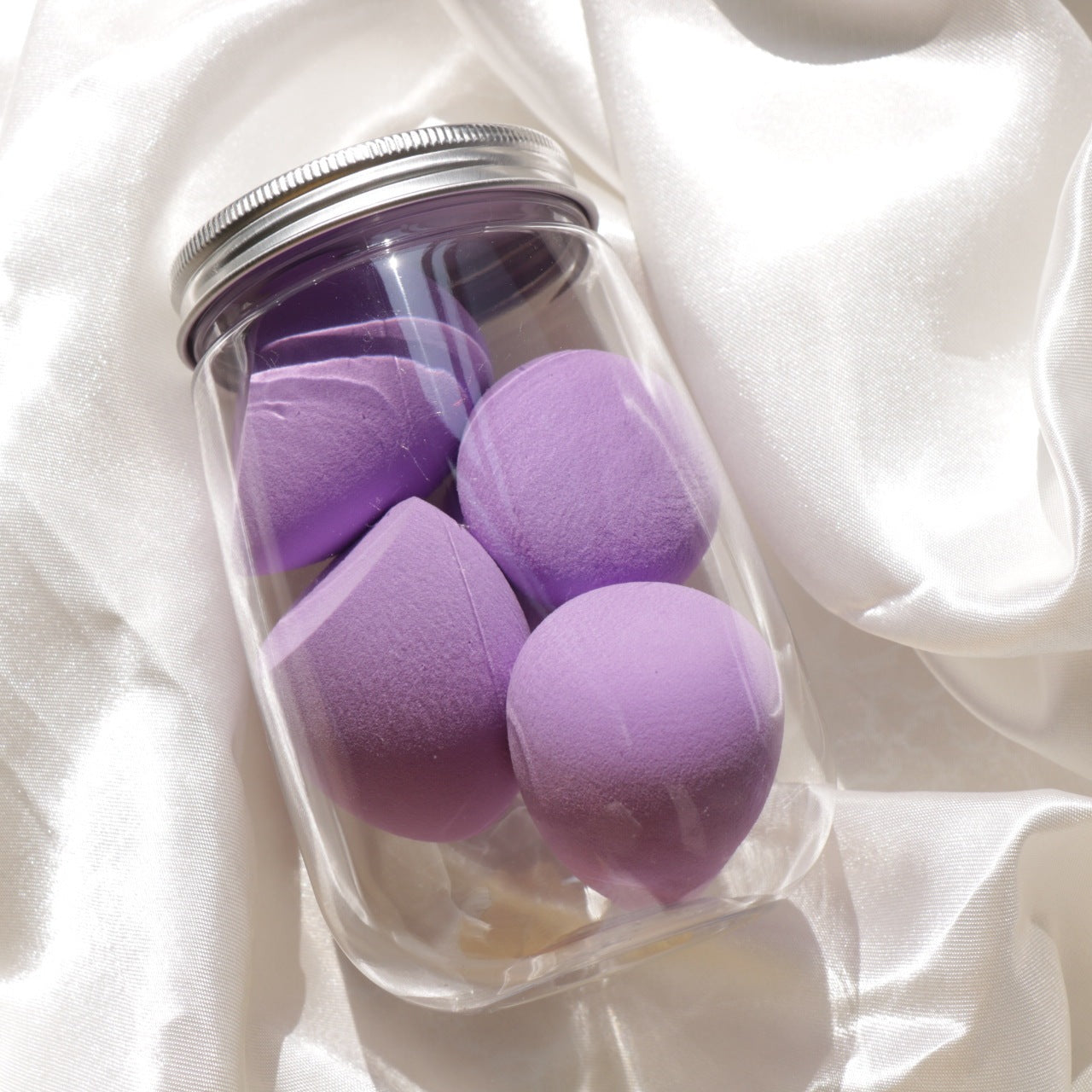 Rosavie Canned Powder Puff Beauty Sponge Set – Soft Makeup Blender Egg Box Light purple