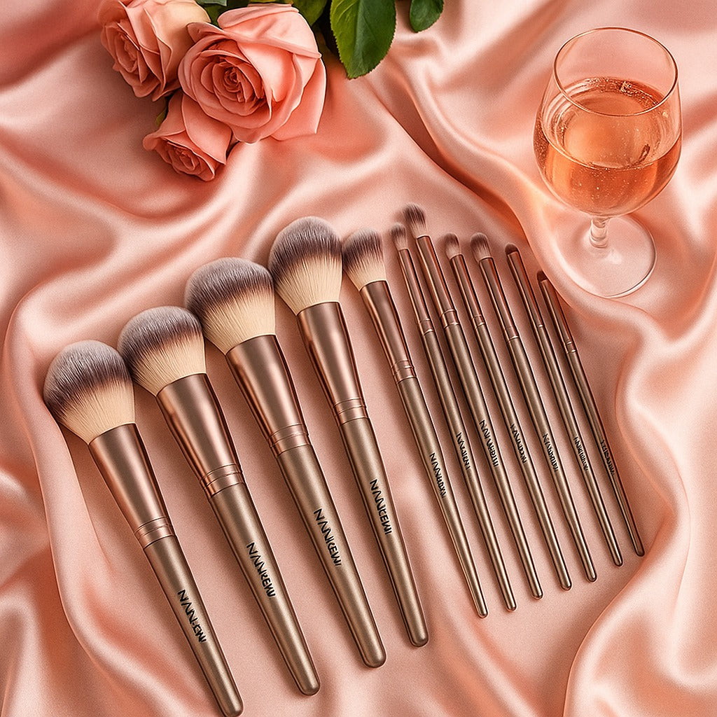 Rosavie 47-Piece Professional Makeup Brush & Beauty Tools Set with Cosmetic Bag
