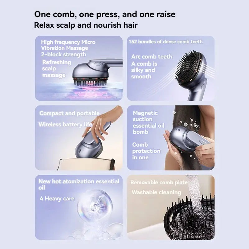 Rosavie Electric Scalp Massage Brush with Essential Hair Oil – Hair Growth & Relaxation Tool