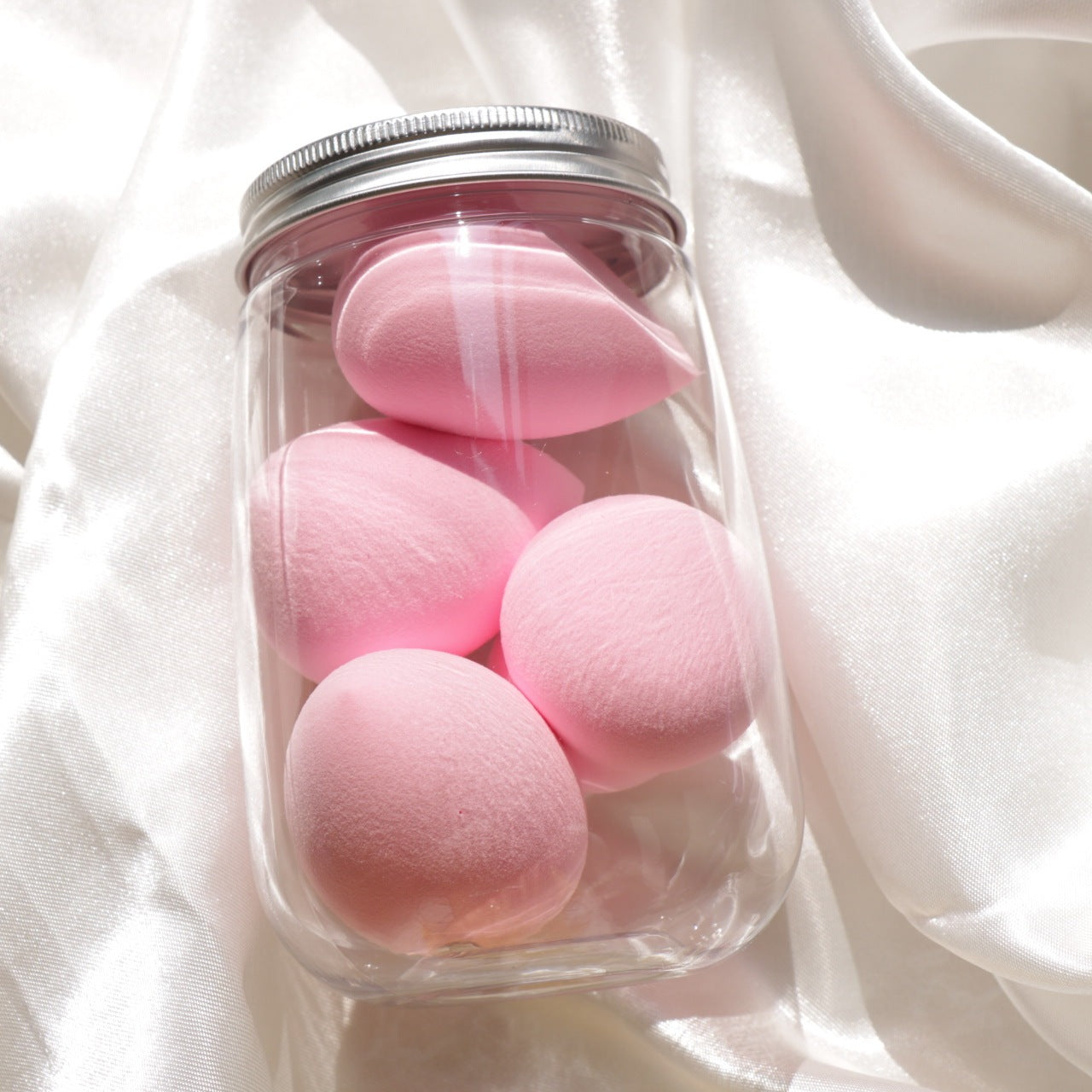 Rosavie Canned Powder Puff Beauty Sponge Set – Soft Makeup Blender Egg Box Pink