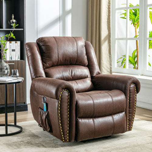 Rosavie Rosavie™ Large Power Lift Recliner Chair with Massage & Heat – Heavy Duty Electric Faux Leather Chair for Elderly & Big People, USB Charging & Side Pockets