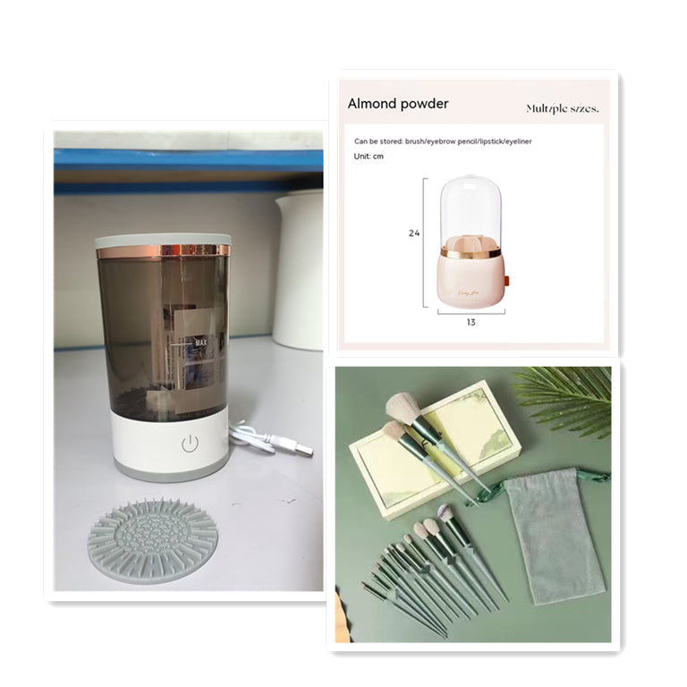 Rosavie Rosavie Electric Makeup Brush Cleaner – Portable USB Charging Device | Automatic Brush Spinner & Dryer Set5 USB