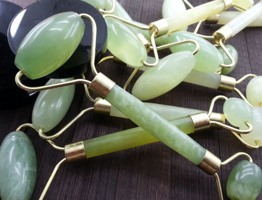 Rosavie Luxury Jade Roller & Gua Sha Facial Massage Set – Pink / Green / Gift Box Options