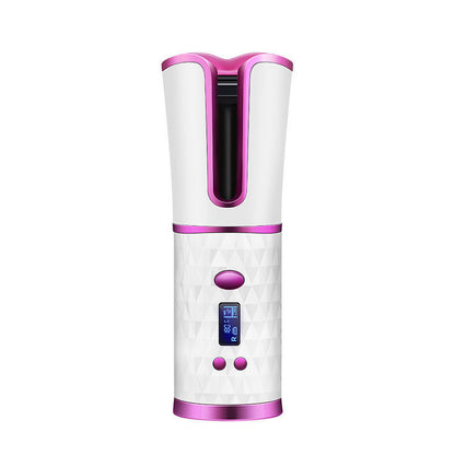 Rosavie Cordless Automatic Hair Curler – Wireless Rotating Curling Iron (USB Rechargeable) White
