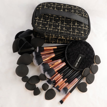 Rosavie 47-Piece Professional Makeup Brush & Beauty Tools Set with Cosmetic Bag