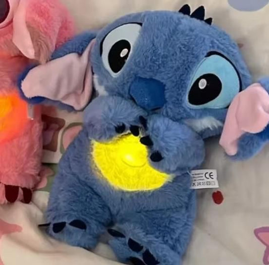 Breathing Stitch Soft Toy with Music & Light – 30cm Blue Plush Teddy for Kids & Babies