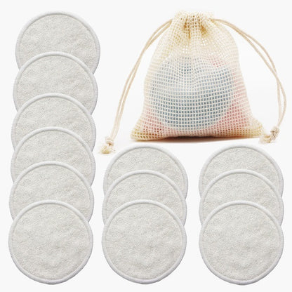 Rosavie 12-Pack Reusable Cotton Makeup Remover Pads – Eco-Friendly, Washable, Soft & Gentle Face Cleansing Rounds with Wash Bag – Zero Waste Skincare Alternative Beige