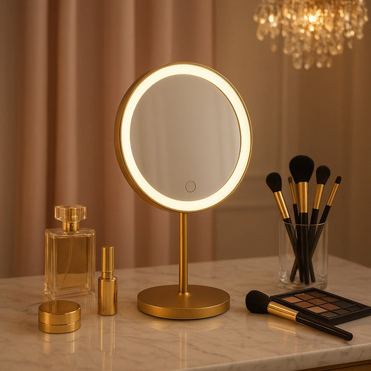 Rosavie LED Makeup Mirror – Portable Vanity Mirror with 3-Color Adjustable Lighting, USB Rechargeable, Desktop Beauty Mirror Black USB