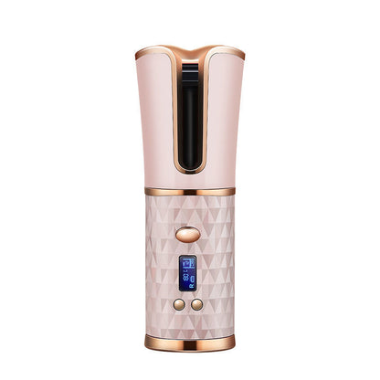 Rosavie Cordless Automatic Hair Curler – Wireless Rotating Curling Iron (USB Rechargeable) Pink