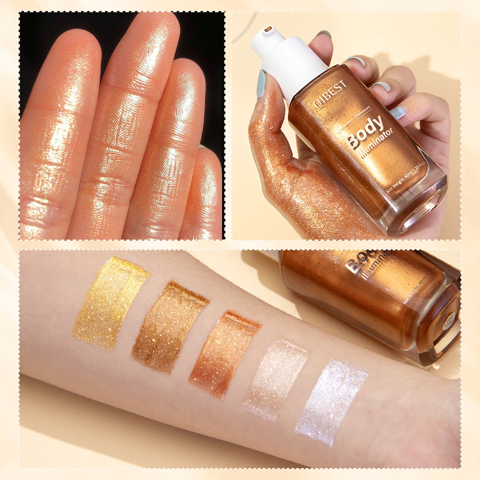 Rosavie Luxury Body Shimmer Oil – Hydrating Glow Highlighter & Eye Brightener with Vitamin E