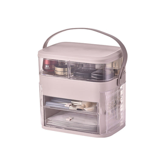 Rosavie Luxury LED Makeup Organizer Box with Mirror & Jewelry Storage – TikTok Viral Cosmetic Storage Case for Skincare, Dressing Table & Tabletop