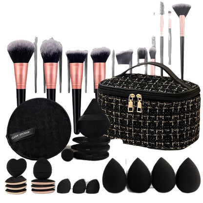 Rosavie 47-Piece Professional Makeup Brush & Beauty Tools Set with Cosmetic Bag